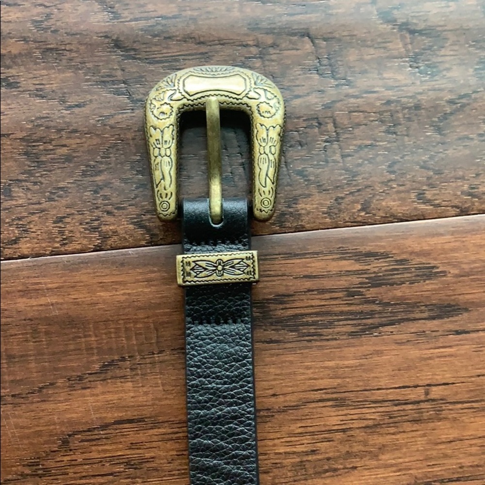 Black Leather Belt w/ gold belt buckle